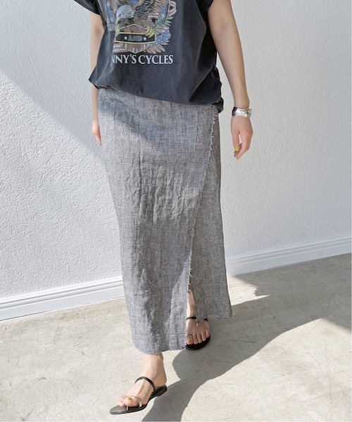 Spick & Span（スピックアンドスパン）の「リネンラップタイトスカート（スカート・ブラックベース/(180)/36/在庫あり/38）」の17枚目の写真