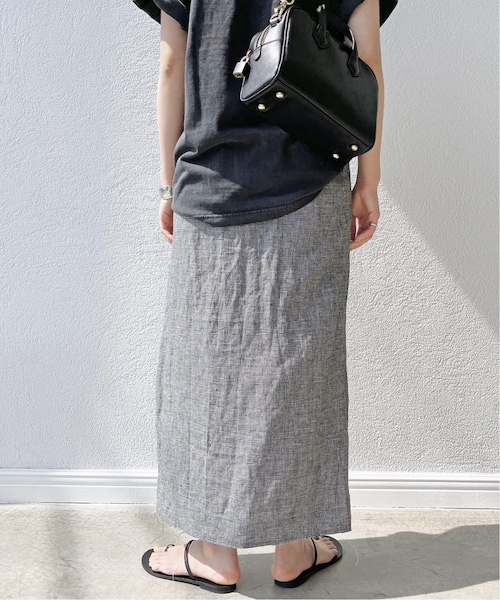 Spick & Span（スピックアンドスパン）の「リネンラップタイトスカート（スカート・ブラックベース/(180)/36/在庫あり/38）」の11枚目の写真