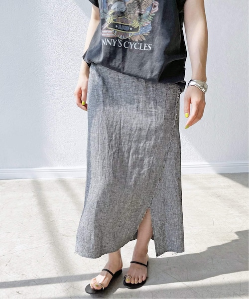 Spick & Span（スピックアンドスパン）の「リネンラップタイトスカート（スカート・ブラックベース/(180)/36/在庫あり/38）」の19枚目の写真