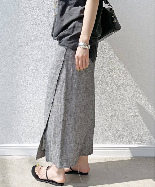 Spick & Span（スピックアンドスパン）の「リネンラップタイトスカート（スカート・ブラックベース/(180)/36/在庫あり/38）」の10枚目の写真