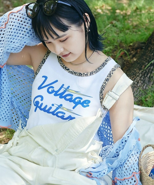 CIAOPANIC TYPY(チャオパニックティピー)の「【HELLO.SANFRANCISCO】コラボASSレオパードパイピングタンク(タンクトップ・レディース・ホワイト/イエロー・ONE)」の1枚目の写真