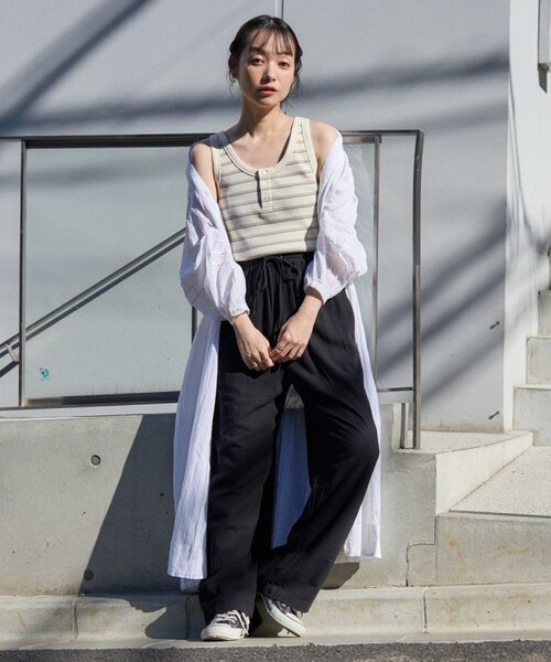 FREAK'S STORE（フリークスストア）の「ワッフルタンクトップ（トップス・レディース・オフホワイト/チャコールグレー/レッド/グリーン/ブルー・FREE）」の8枚目の写真