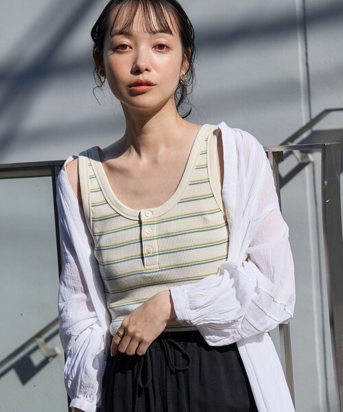 FREAK'S STORE（フリークスストア）の「ワッフルタンクトップ（トップス・レディース・オフホワイト/チャコールグレー/レッド/グリーン/ブルー・FREE）」の7枚目の写真