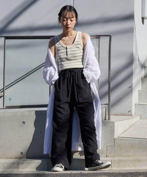 FREAK'S STORE（フリークスストア）の「ワッフルタンクトップ（トップス・レディース・オフホワイト/チャコールグレー/レッド/グリーン/ブルー・FREE）」の6枚目の写真