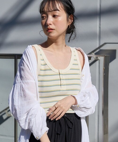 FREAK'S STORE（フリークスストア）の「ワッフルタンクトップ（トップス・レディース・オフホワイト/チャコールグレー/レッド/グリーン/ブルー・FREE）」の10枚目の写真