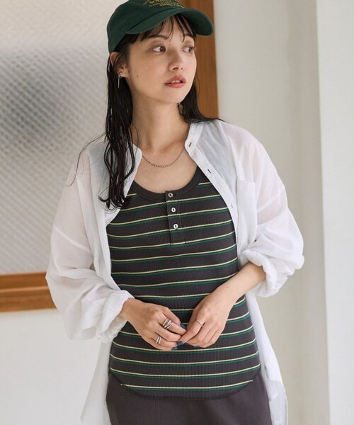 FREAK'S STORE（フリークスストア）の「ワッフルタンクトップ（トップス・レディース・オフホワイト/チャコールグレー/レッド/グリーン/ブルー・FREE）」の14枚目の写真