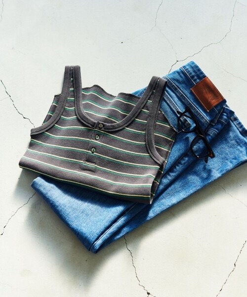 FREAK'S STORE（フリークスストア）の「ワッフルタンクトップ（トップス・レディース・オフホワイト/チャコールグレー/レッド/グリーン/ブルー・FREE）」の17枚目の写真