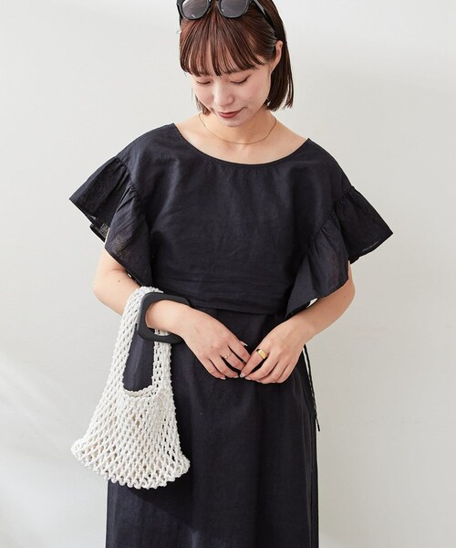 CIAOPANIC TYPY（チャオパニックティピー）の「麻混ボレロ付きキャミワンピース（ワンピース/ドレス・レディース・ベージュ/カーキ/ブラック・ONE）」の2枚目の写真