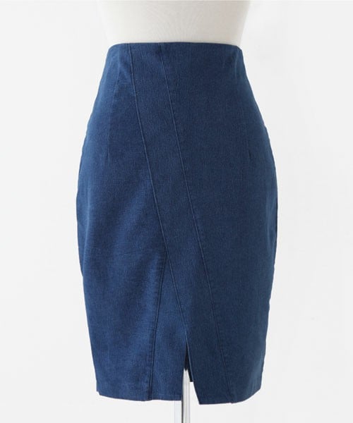 DHOLIC（ディーホリック）の「センタースリットひざ丈デニムスカート（デニムスカート・レディース・ブラックグレー/ブルーデニム/ライトブルーデニム・S/M）」の2枚目の写真