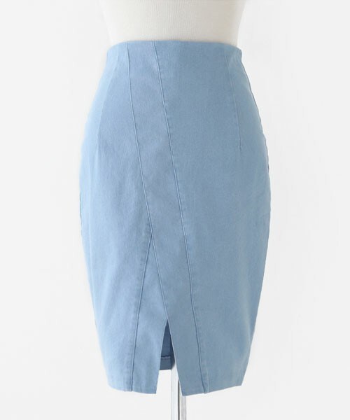 DHOLIC（ディーホリック）の「センタースリットひざ丈デニムスカート（デニムスカート・レディース・ブラックグレー/ブルーデニム/ライトブルーデニム・S/M）」の3枚目の写真