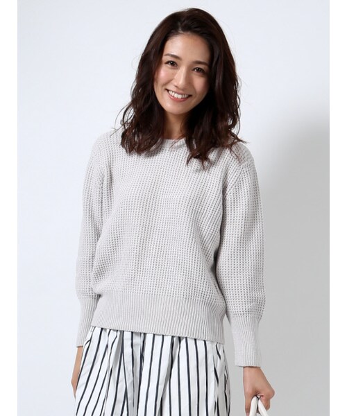 MYSELF ABAHOUSE（マイセルフアバハウス）の「タック編みクループルオーバー【GLOW2015年02月号P.39掲載】（トップス・レディース・オフホワイト/グレー/イエロー/ネイビー・F）」の2枚目の写真