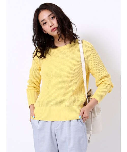 MYSELF ABAHOUSE（マイセルフアバハウス）の「タック編みクループルオーバー【GLOW2015年02月号P.39掲載】（トップス・レディース・オフホワイト/グレー/イエロー/ネイビー・F）」の4枚目の写真