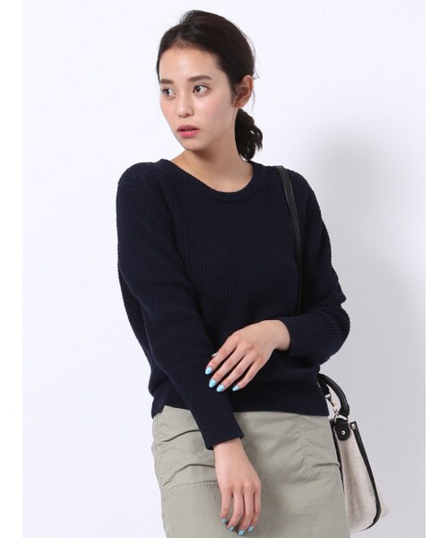 MYSELF ABAHOUSE（マイセルフアバハウス）の「タック編みクループルオーバー【GLOW2015年02月号P.39掲載】（トップス・レディース・オフホワイト/グレー/イエロー/ネイビー・F）」の3枚目の写真