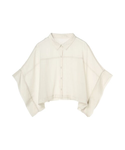 Green　Parks（グリーンパークス）の「・ELENCARE DUE ラメシフォンショートシャツ（トップス・アイボリー/ブラック/イエロー・F）」の9枚目の写真