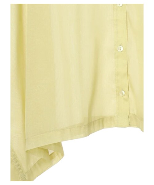 Green　Parks（グリーンパークス）の「・ELENCARE DUE ラメシフォンショートシャツ（トップス・アイボリー/ブラック/イエロー・F）」の6枚目の写真