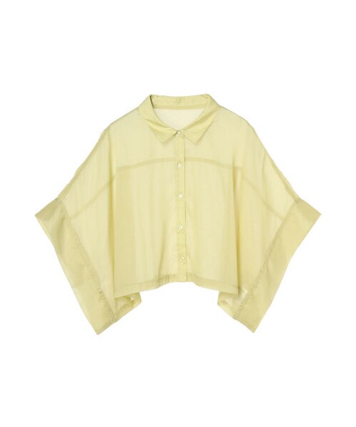 Green　Parks（グリーンパークス）の「・ELENCARE DUE ラメシフォンショートシャツ（トップス・アイボリー/ブラック/イエロー・F）」の2枚目の写真