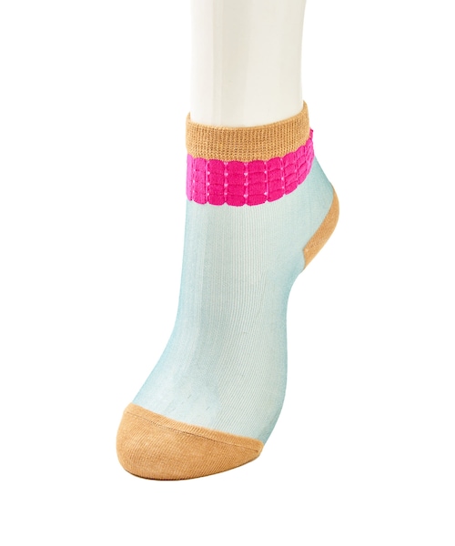 3coins（3coins）の「ウェーブシースルーソックス（ソックス/靴下・レディース・オレンジ/その他/その他1/ブラック・0）」の4枚目の写真