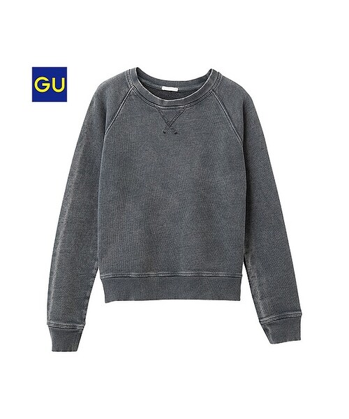 GU(ジーユー)の「(GU)デニムライクスウェット(長袖)(WOMEN ⁄ スウェット・レディース・BLUE/BLACK/PINK・S/M/XL/L)」の2枚目の写真
