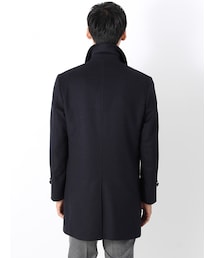 高級カシミヤ・シルク・ウール ステンカラーコート濃紺LLユニバーサルランゲージ UNIVERSAL LANGUAGE（ユニバーサルランゲージ）の「カシミヤ混