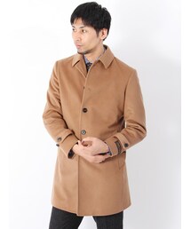 高級カシミヤ・シルク・ウール ステンカラーコート濃紺LLユニバーサルランゲージ UNIVERSAL LANGUAGE（ユニバーサルランゲージ）の「カシミヤ混ウール