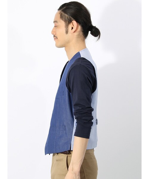 Blu e Grigio（ブルーエグリージオ）の「◇アントニオ・ラヴェルダ◇デニムルックジレ（セットアップジレ・メンズ・ネイビー（色柄コード：MA）・L/M/S）」の2枚目の写真