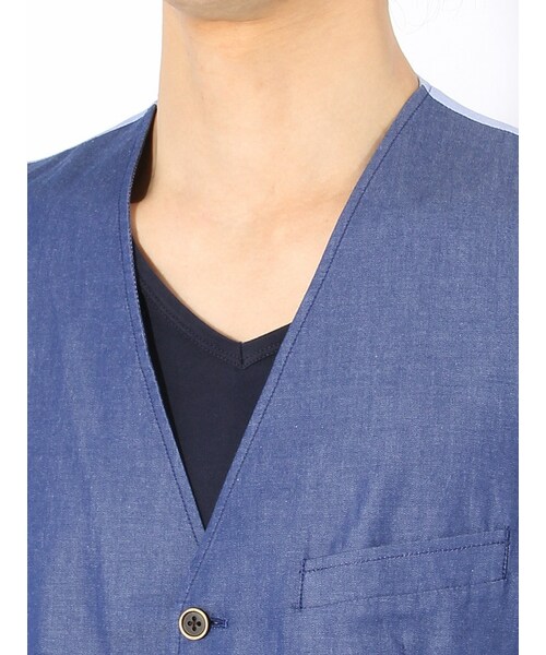 Blu e Grigio（ブルーエグリージオ）の「◇アントニオ・ラヴェルダ◇デニムルックジレ（セットアップジレ・メンズ・ネイビー（色柄コード：MA）・L/M/S）」の4枚目の写真