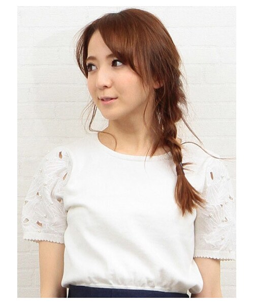 MIIA（ミーア）の「シェルニット（トップス・レディース・グリーン/パープル系/ホワイト・F）」の2枚目の写真