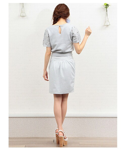 MIIA（ミーア）の「シェルニット（トップス・レディース・グリーン/パープル系/ホワイト・F）」の7枚目の写真