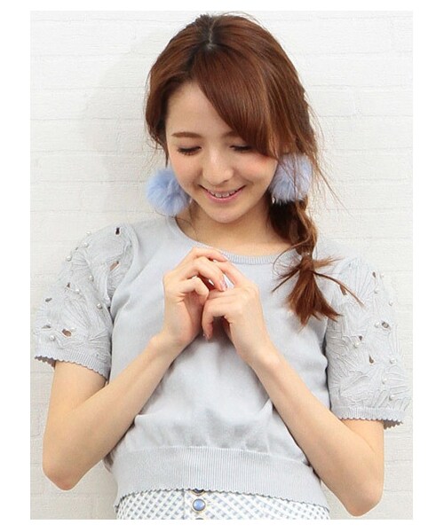 MIIA（ミーア）の「シェルニット（トップス・レディース・グリーン/パープル系/ホワイト・F）」の4枚目の写真