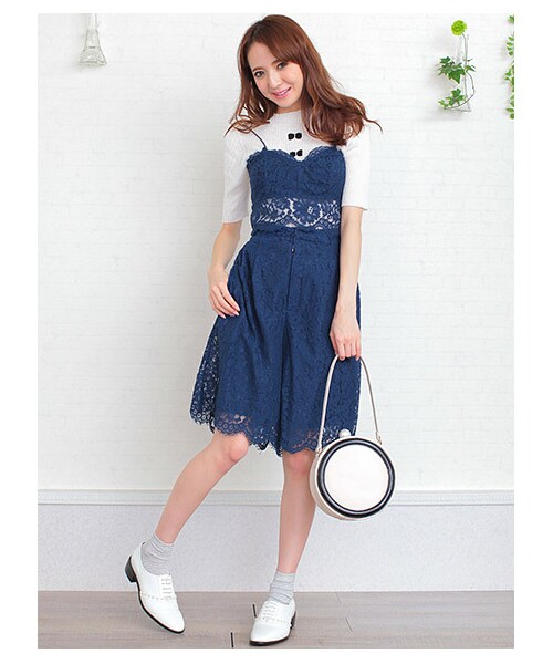 MIIA（ミーア）の「レーススカラップクロップドパンツ（パンツ・レディース・ブラック/ネイビー/オフホワイト系・F）」の10枚目の写真