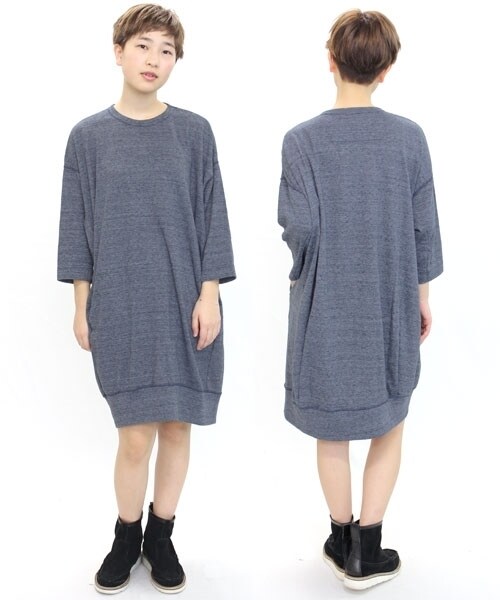 RNA-N（アールエヌエーエヌ）の「ポンチ五分袖ワンピース（ワンピース/ドレス・レディース・グレー/ナチュラル/ネイビー・M）」の6枚目の写真