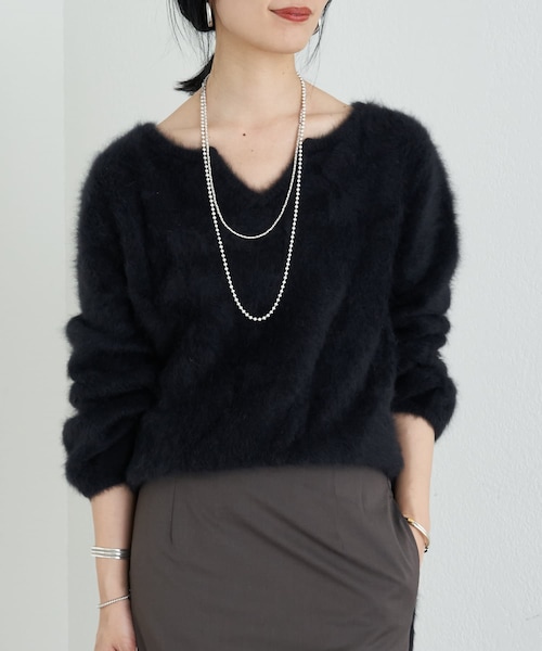 SHENERY　ファーカシミヤキーネックニット SHENERY（シーナリー）の「ファーカシミヤキーネックニット
