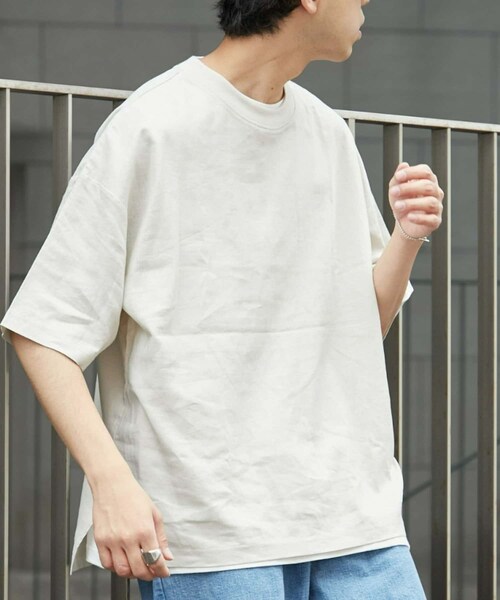 CIAOPANIC TYPY（チャオパニックティピー）の「リネンレーヨンアンサンブル布帛Tee（Tシャツ/カットソー・メンズ・チャコールグレー/サックスブルー/エクリュ・L/M）」の2枚目の写真