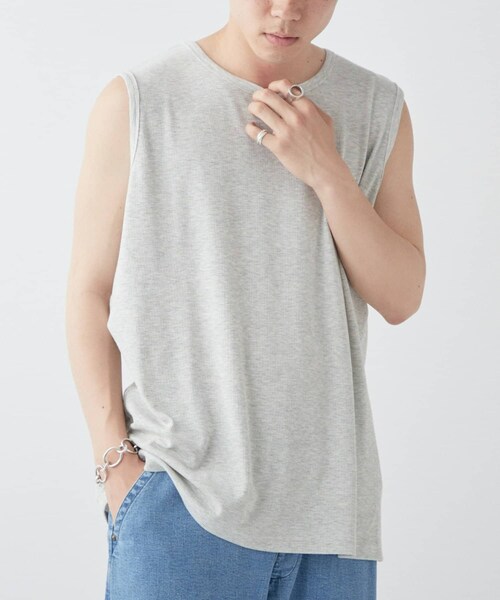 CIAOPANIC TYPY（チャオパニックティピー）の「接触冷感ノースリレイヤードタンク（タンクトップ・オフホワイト/ライトグレー・L/M）」の2枚目の写真