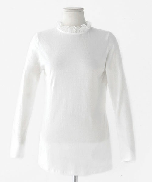 DHOLIC(ディーホリック)の「フリルネックラインポイントTシャツ(Tシャツ/カットソー・レディース・ディープグリーン/ブラック/ワイン/ホワイト・free)」の2枚目の写真