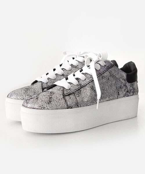 DHOLIC（ディーホリック）の「バイカラーパッチポイントプラットフォームスニーカー（スニーカー・レディース・ブラック/ホワイト/シルバー・225/230/235/240/245/250）」の3枚目の写真