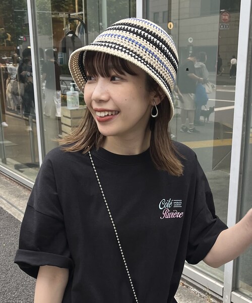 DISCOAT（ディスコート）の「ランダムボーダーサーモハット（ハット・メンズ・ブラック/ベージュ・FREE）」の2枚目の写真