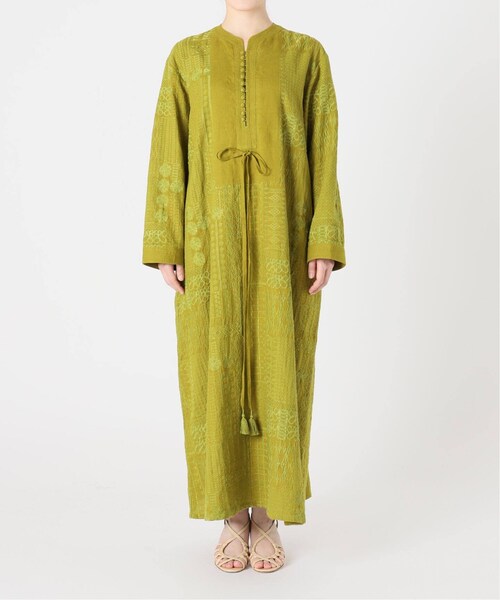 【美品☆】IENA LA BOUCLE リネン ローンオーバー ワンピース IENA(イエナ)の「IENA LA BOUCLE リネンパッチワーク刺繍