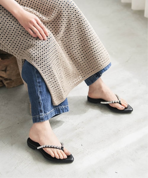 【美品】　LE TALON ルタロン　トングサンダル コラボ 黒 メタルボール 美品】 LE TALON ルタロン トングサンダル コラボ 黒 メタル
