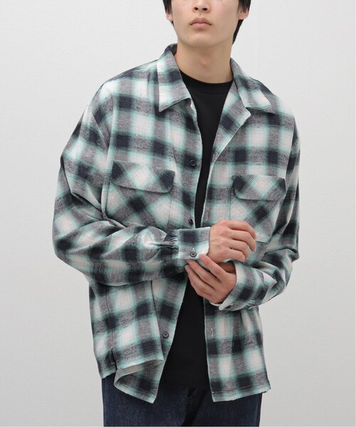 UNUSED 23ss OMBRE CHECK OPEN COLLAR SHIRT US2338