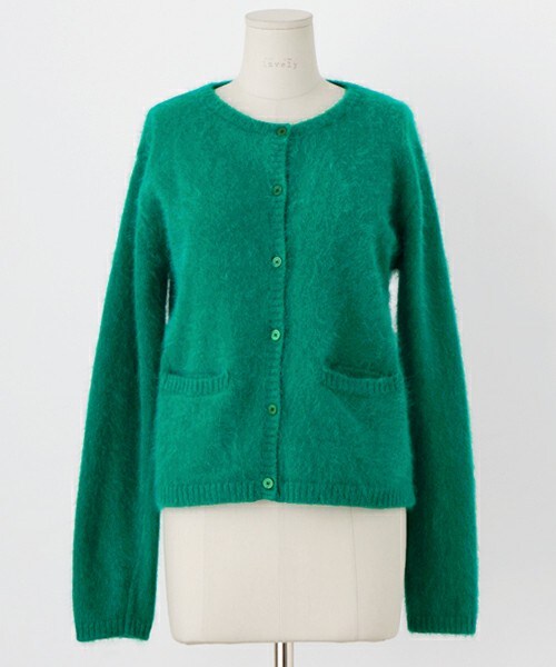 imvely（-）の「ノーカラーアンゴラMIXニットカーディガン（カーディガン/ボレロ・レディース・navy/green/red purple・one size）」の2枚目の写真