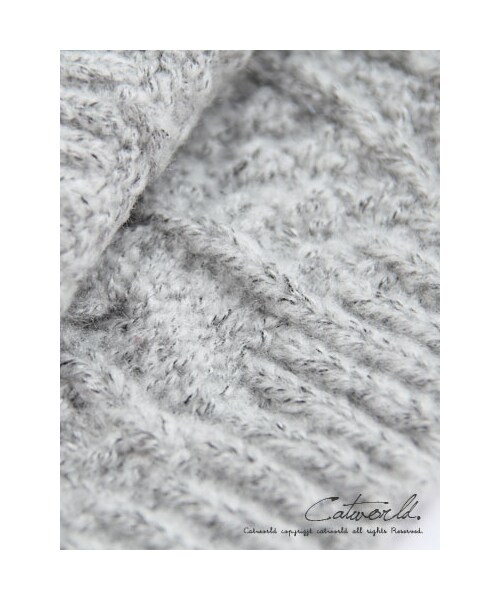 catworld（キャットワールド）の「高領麻花側開衩長版毛線洋裝（その他・レディース・灰/深藍・F）」の5枚目の写真