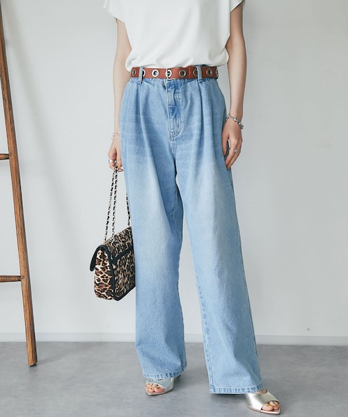 新品　RIVE DROITE タックデニムパンツ　38 RIVE DROITE（リヴドロワ）の「予約【MONN.:. （モン）】タック