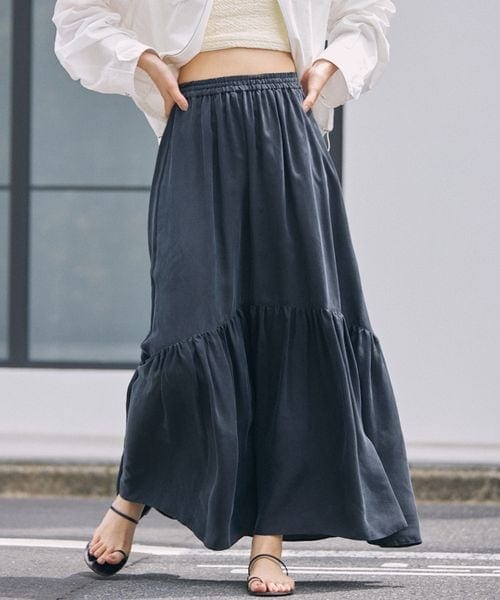 オル様♡BABYLONE♡ウエストリボン付きフレアースカート BABYLONE（バビロン）の「ティアードフレアスカート（）」 - WEAR