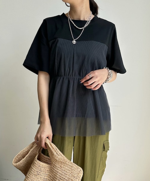 DouDou（ドゥドゥ）の「チュールビスチェレイヤード風TEE（Tシャツ