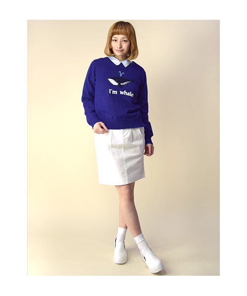 w closet（ダブルクローゼット）の「クジラ柄刺繍入りプルオーバー（トップス・レディース・オフホワイト/L.グレー/ブルー・FREE）」の10枚目の写真