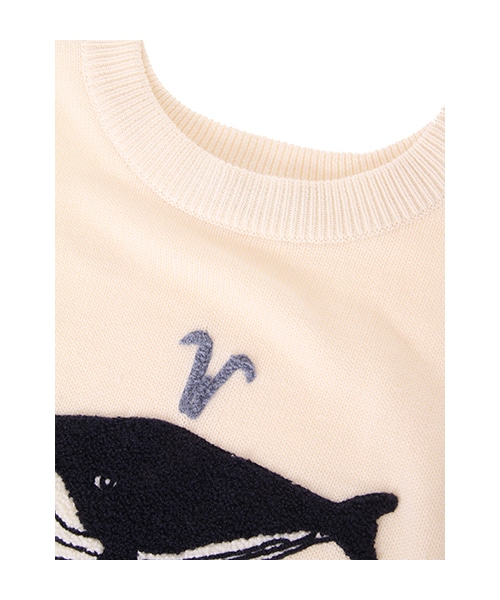w closet（ダブルクローゼット）の「クジラ柄刺繍入りプルオーバー（トップス・レディース・オフホワイト/L.グレー/ブルー・FREE）」の7枚目の写真