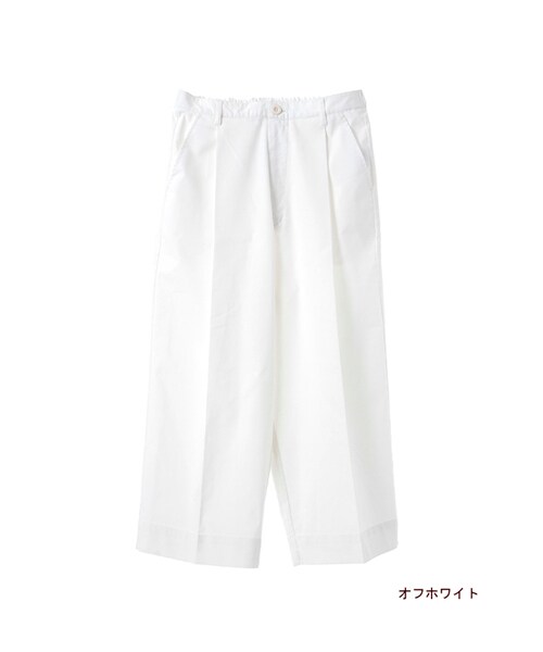 w closet(ダブルクローゼット)の「厚手シャンブレ7分丈ワイドクロップドタックパンツ(パンツ・レディース・オフホワイト/L.ピンク/サックス・FREE)」の2枚目の写真