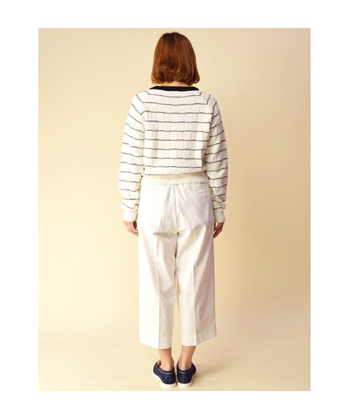 w closet(ダブルクローゼット)の「厚手シャンブレ7分丈ワイドクロップドタックパンツ(パンツ・レディース・オフホワイト/L.ピンク/サックス・FREE)」の6枚目の写真