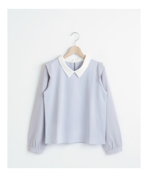 MAJESTIC LEGON（マジェスティックレゴン）の「【予約】袖異素材衿付プルオーバー（トップス・レディース・ラベンダー/アイボリー/サックス/グレー・Free）」の6枚目の写真